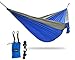 Double Camping Hammock by Arctic Current - Portable Lightweight Parachute Nylon Hammock for Camping, Backpacking or Travel - Includes Rope, Tree Friendly Nylon Straps & Steel Carabiners (Blue / Gray)