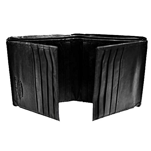 Black Leather Bifold Wallet With 16 Credit Card Slots