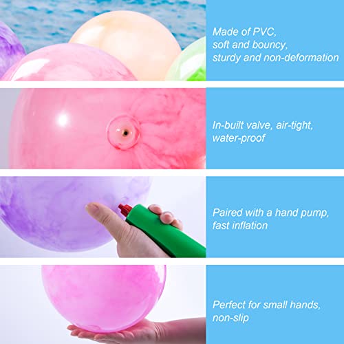 3 otters Bouncy Balls for Kids, 6PCS Marbleized Bouncy Balls Plus Pump Inflatable Sensory Balls Kickball Dodge Ball for Kids Adult Summer Beach Outdoor Game