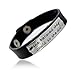 MIKINI Set of 3 Womens Silver Plated Alloy Metal Bracelets Engraved Message Motivational Inspirational Words Round Charm Pendant Adjustable Bracelets (Leather)