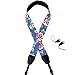 Wolven Pattern Canvas Camera Neck Shoulder Strap Belt Compatible with DSLR/SLR/Men/Women etc, Blue Floral