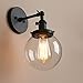 Pathson Hardwired Wall Sconce with Clear Globe Glass and Switch, Vintage Bathroom Vanity Light Wall Lamp Farmhouse Wall Light Fixtures for Loft Bathroom Bedroom
