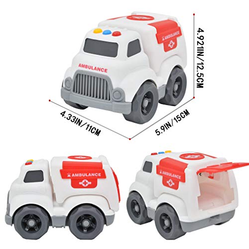 Ambulance Toy with Light & Siren Sound Effects,Educational Toy Vehicle for Toddler Boys and Girls,Imaginative Play Toy for Kids & Children