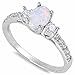 Oxford Diamond Co Oval Lab Created White Opal & White Cz Fashion .925 Sterling Silver Ring Sizes 3-13 SRO16887