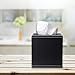 LN LOVE NEST Stylish PU Leather Tissue Box Holder, Square Napkin Holder Pumping Paper Case Dispenser, Facial Tissue Holder with Magnetic Bottom for Home Office Car Automotive Decoration Black