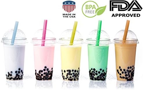 BoBa, Bubble Tea, Smoothie, Tapioca Straws | Extra Wide | Made in USA (Assorted Neon, 10"x0.5" Bubble) | 175ct