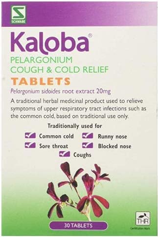 Schwabe Pharma, Kaloba Cough & Cold Relief Tablets, Pelargonium Sidoides Root Extract 20mg