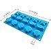 Poproo Seashell Silicone Candy Molds 15 Cavities Fish Seastar Shell Shaped Mould Decoration Chocolate Ice Cube Mold, Blue