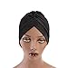 Luxury Stretchable Glitter Flower Chemo Beanie Hair Loss Turban (Black)