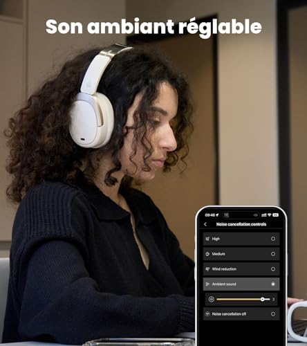 W80 Casque Over-Ear Hi-Res Anti-Bruit, Ivoire