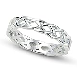 925 Sterling Silver Celtic Knot Eternity Band Ring, Limited time offer at special price
