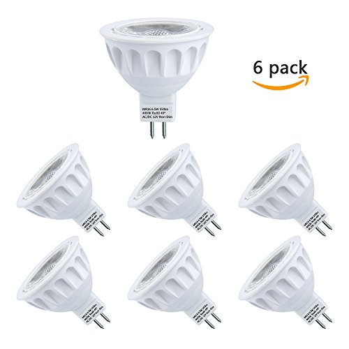 MR16 LED Bulbs, 50W Halogen Bulb Equivalent, AC/DC 12V, 6.5W 550lm,4000K Natural White, 40° Beam Angle Spotlight, MR16 LED Light Bulbs, GU5.3, UL Listed, Non-Dimmable, 6-Pack by LEDMEI (4000K)