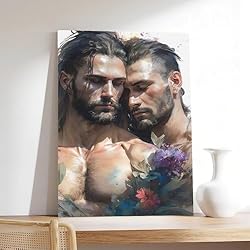 HMLZSJ Nude Muscle Male Torso Portrait Art Gay