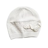 Toubaby Little Girls Crochet Hats Winter Fashion Knitted Hat 0-4t (0-12M, white)