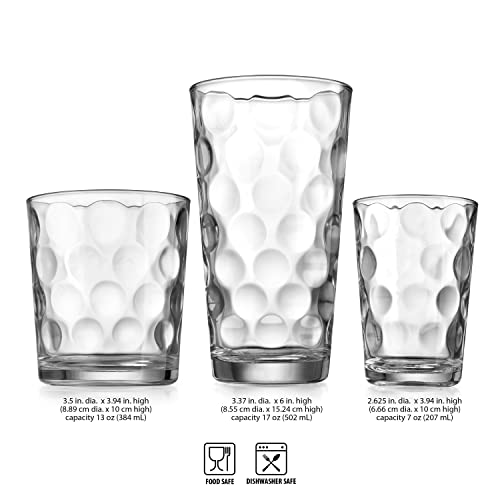 Home Essentials & Beyond Glassware Set 18 Piece Mixed Drinkware. Set of