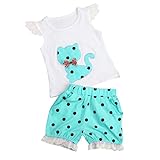 Fabal Summer Baby Girls Clothing Set Children Bow Cat Shirt+Shorts Clothes Set Suit (3T, Blue)