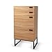 Storage Cabinet with 4 Drawers in Oak,Work for Home Office with Steel Legs