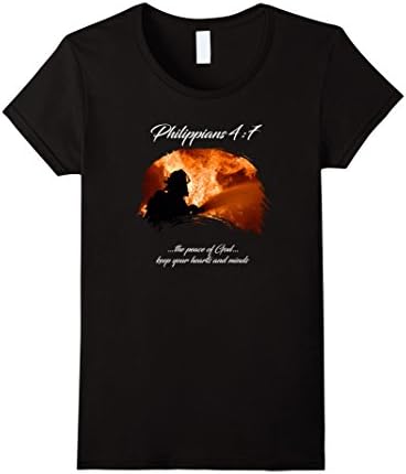 Womens Religious Firefighters Philippians 4:7 T-Shirts Two Sided#2 XL Black