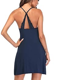 Camisón sexy para dama con cuello en V y encaje