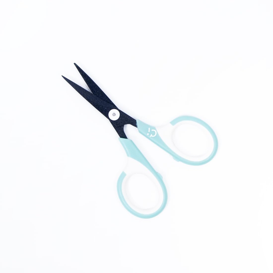 Craftelier - Stainless Steel Mini Precision Cutting Scissors - Ergonomic Handle - Suitable for Left and Right Handed - Includes Safety Cap - Size: 11,4 x 6,5 cm - Colour: Turquoise and White