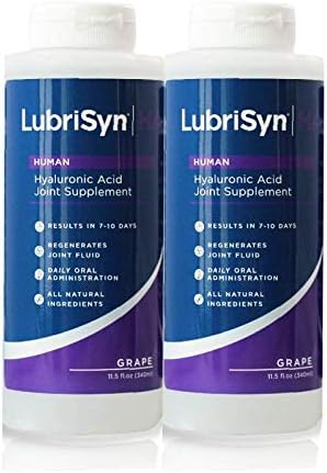 LubriSynHA Human Joint Supplement, Grape 2 x 11.5oz – All-Natural, High-Molecular Weight Hyaluronic Acid HA - Joint Support for Women & Men – Promotes Healthy Joint Function, Made in USA, Vegan