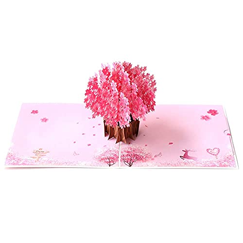 Cherry Blossom Pop Up Card, Bohang Wedding Anniversary Popup Card Greeting Card for Her on Mothers Day, Valentine, Birthday, Anniversaries, Wedding