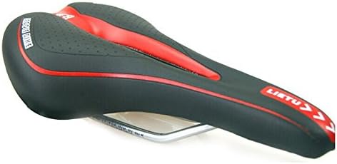 MTB Bike Saddle Seat - LIETU MTB Bike Gel Comfort Saddle Seat Cushion Padded Black and Red by LIETU