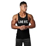 Huiyuzhi Mens LIVE FIT Workout Fitness Gym Tank Tops (L, Black)