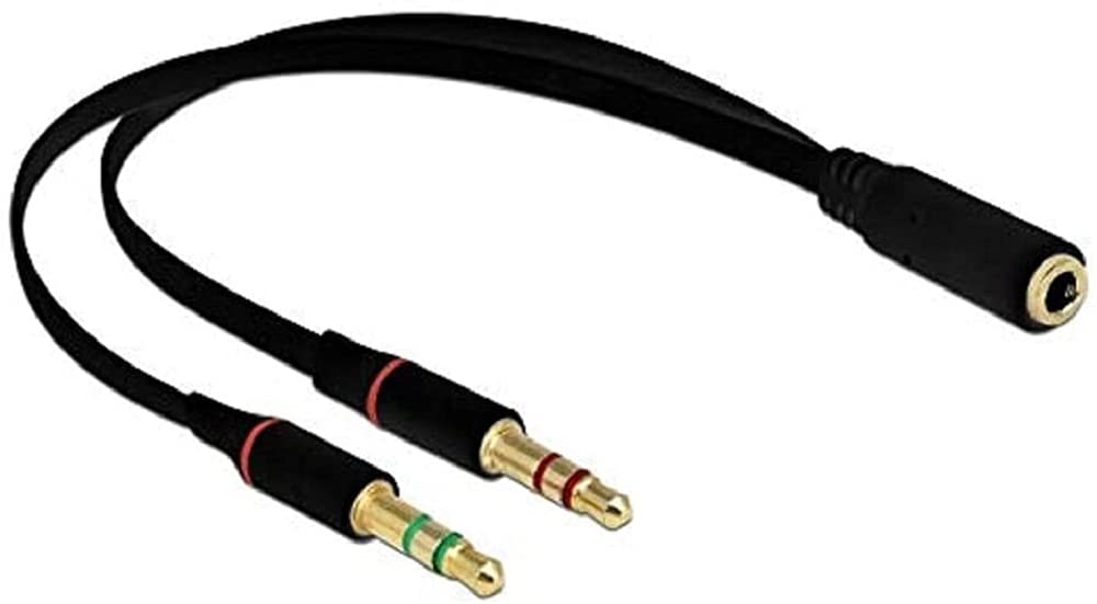 Delock Headset Adaptor 1 x 3.5 Jack Socket 2 x 3.5 3-Pin Jack Plug Black