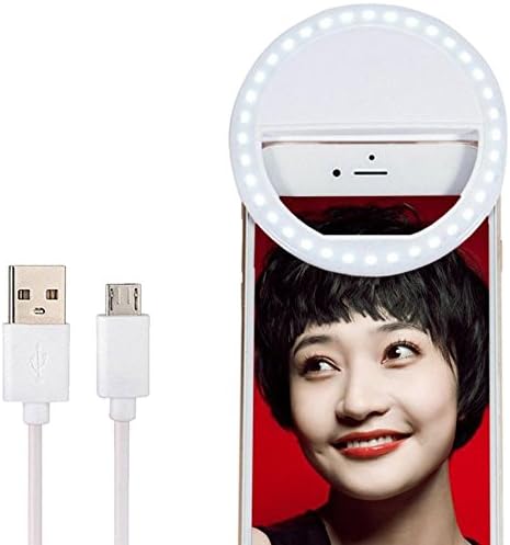 Clip on Selfie Ring Light [Rechargeable Battery] with 36 LED For Smart Phone Camera Round Shape, White