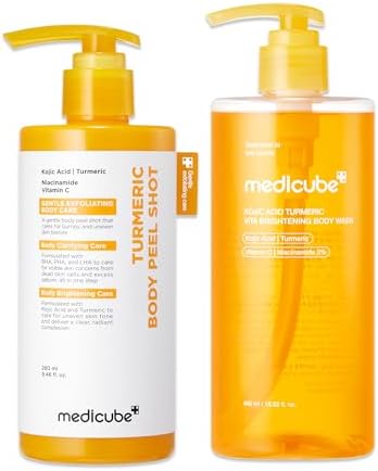 medicube Kojic Brightening Body Care Duo - Body Peel Shot & Body Wash | Kojic Acid For Brightening, Exfoliating and Refreshin
