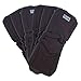 Cloth Diaper Inserts in Charcoal Bamboo - Gussets (5 Layer) by AngelicWare. Reusable Washable Liners. Soft, absorbent & rash reducing. Best for one size Baby Pocket Diapers & Sensitive Skin (6 Pack)