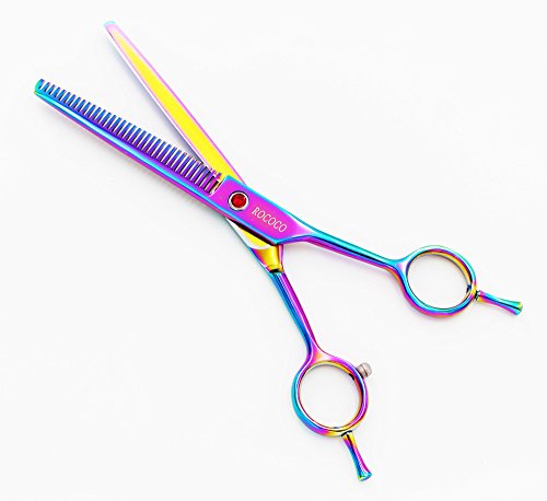 ROCOCO Professional Dog Grooming Scissors Set - Stainless Steel Rounded Tip Sharp Durable Shears Pet Grooming Comb in Kit - Best Tools Trimming Every Sensitive Dog Cat (Multicolour)
