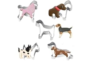 5pcs Dog-Shaped Stainless Steel Cookie Cutters - DIY Baking Molds with Bone, Paw and Canine Designs (silver,5)