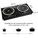 Trighteach Induction Cooktop, 2400W Double Countertop Burner(2 Separate Heating Zones) with Digital Sensor and Kids Safety Lock, 8 Temperature Levels Suitable for Cast Iron Cookware