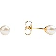STUDEX Sensitive White Pearl Stud Earrings | Hypoallergenic and Nickel Safe for Sensitive Ears | Gold Plated Posts | High Fashion Earrings for Women and Men