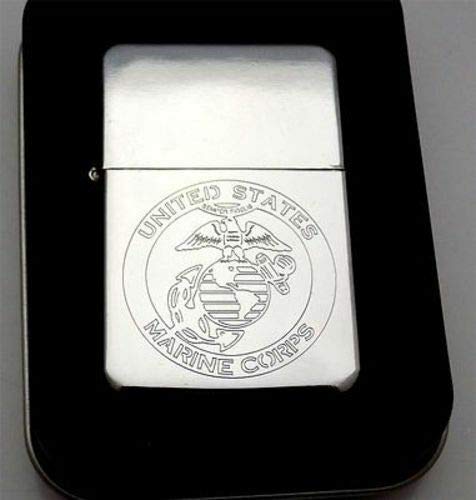 USMC Military Vet US Marines Polished Chrome Engraved NEW Lighter Case LEN-0001