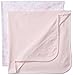 Little Me Baby Girls' Sweet Lovebirds 2 Pack Cotton Receiving Blankets, White/Pink, One Size