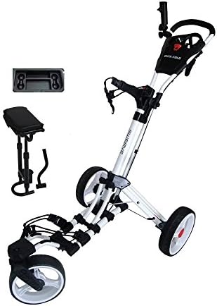 Swerve Founders Club 360 Swivel Wheel Qwik Fold Golf Push Cart with Deluxe Seat
