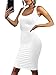 BEAGIMEG Women's Sexy Bodycon Sleeveless Basic Solid Casual Tank Club Midi Dress White
