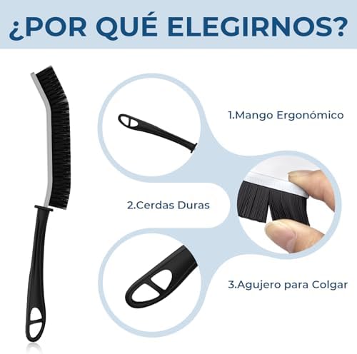 Cepillo de Cerdas Duras para Baño y Azulejos (3, Negro)