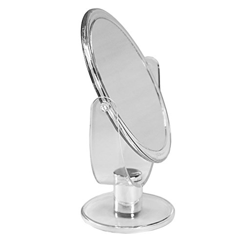 TukTek Home Fancy Clear Two-Sided Tabletop Vanity Mirror for Makeup & Face Rotates 360 Degrees 1X & 2X Magnification for Bedroom Dressers & Bathroom Counter