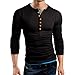Pishon Men's Henley Shirt Long Sleeve Slim Fit Plain Button Cotton Casual Shirts