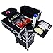 Professional Makeup Case with Wheels, 4 in 1 Aluminum Rolling Makeup Train Case Trolley Cosmetic Organizer Travel Brush Bag Holder with DIY Adjustable Divider & Key Lock