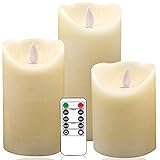 Eldnacele Moving Wick Flameless Flickering Candles with Timer Remote Control(3