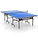 GamePoint Tables Indoor Ping Pong Table - Includes Tension Adjustable Clamp Style Net, Foldable Locking Caster Wheels, 1v1, 2v2, Playback Mode