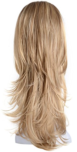 OneDor 22″ Semi Curly Hair Women Ladies 3/4 Half Wig Premium Japanese Synthetic Kanekalon fibers Wigs with Secured Mesh Head Cap (R1488H)