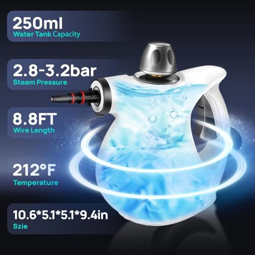 Steam Cleaner, Pressurized Multi-Surface Natural Handheld Steam Cleaner for home with 12pcs Accessories & Safety Lock – Steamer for Cleaning Home Use, Tile, Grout, Windows