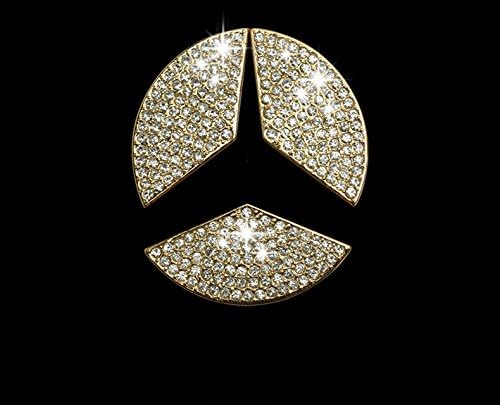 Angelguoguo Steering Wheel Center Logo Emblem Sticker for Mercedes Benz A B C E GLK GLA CLA GLC Class (Diameter: 45MM, Gold)