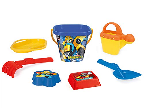 Wader 76342 - Eimergarnitur Transformers mit Eimer, Sieb, Wasserkanne, Schaufel, Rechen und 2 Sandformen, 7-teilig, bunt…